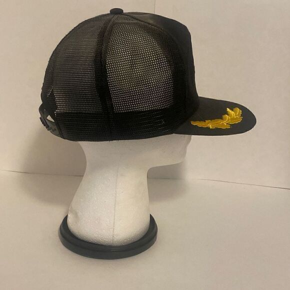 Vintage 80s Military Trucker Hat Cap Blackhawk Black Gold Snapback embroidered b - Picture 4 of 6